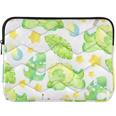 Imagem de Capa protetora de dinossauros personalizados com folhas tropicais para laptop capa protetora para notebook premium de 13 polegadas para laptop de 13 polegadas 14 polegadas