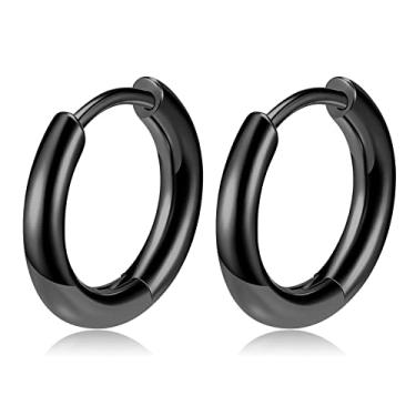 Imagem de Brincos de argola Huggie de titânio, hipoalergênicos, sem níquel, articulados, para cartilagem de pele sensível, lóbulos de hélice, Small, Titânio, Sem pedra preciosa