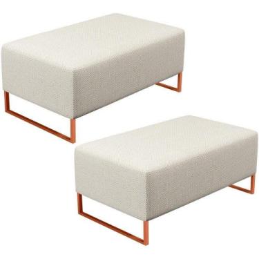 Imagem de Kit 02 Puffs Decorativo Cléo 90Cm W01 Cobre Linho Champagne - LYAM DEC