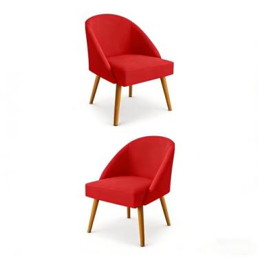 Imagem de Kit 2 Cadeiras de Jantar e Sala de Estar Lua - Decorativas Poltronas Estáticas, Ideal para Salão, Quarto e Recepção Residencial, Elegantes e Confortáveis (KIT 2 LUA VERMELHO)