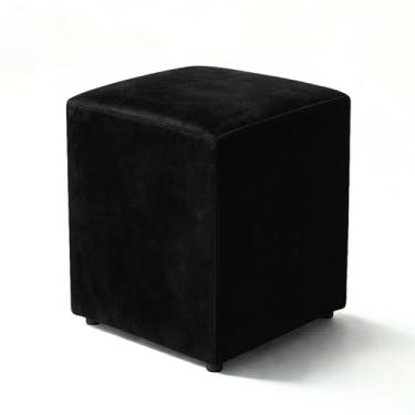 Imagem de Puff quadrado em MDF e Estofado em Veludo suporta até 150kl sala，quarto，pufe，puff redondo(Preto)