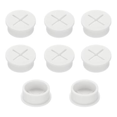 Imagem de PATIKIL Ilhós de borracha de fio de 1,12 cm, 8 peças de cabo de ilhós de mesa, orifício de ilhós, capa organizadora para escritório, casa, mesa, bancada, branco