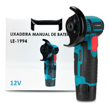 Imagem de Esmerilhadeira Lixadeira Profissional Angular Recarregável Cor Preto/azul Frequência 1500mah 12v