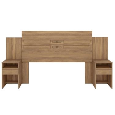 Imagem de Cabeceira Casal Com 2 Mesas e 2 Gavetas Império Amêndola