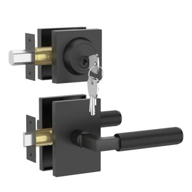 Imagem de Asidrama Fechadura de fechadura preta fosca, porta de entrada frontal com chave externa redonda, segurança de porta externa, conjunto de fechadura de porta com chaves, parafuso morto de quarto de