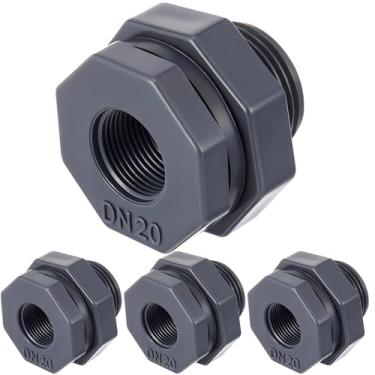 Imagem de Maasechs 4 peças de encaixe de anteparo de 3/4 polegadas conector de tanque de água PVC encanamento anteparo de tubulação NPT para barris de chuva, tanques de água, aquários, banheiras, piscinas