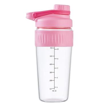 Imagem de Coqueteleira de vidro de 680 g, pacote com 4 unidades de proteína de vidro borossilicato em pó para academia e treino, misturas para misturas de proteínas com bola de mistura (rosa, pacote com 4)