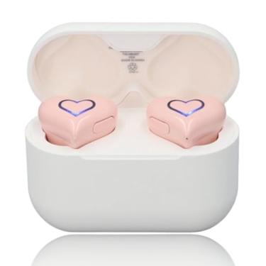Imagem de Fones de Ouvido Sem Fio Em Formato de Coração, Fones de Ouvido Estéreo HIFI Bonitos e Elegantes 5.3 Com Estojo de Carregamento, ótimos para Exercícios e Viagens (Rosa)