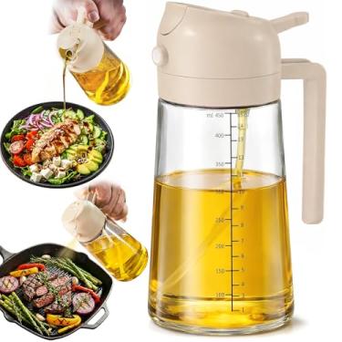 Imagem de FineDine Pulverizador e dispensador de óleo de 473 ml, frasco de spray de azeite 2 em 1 para cozinhar, fritadeira a ar, salada, churrasco e assar – spray duplo de névoa e corrente, frasco de vidro