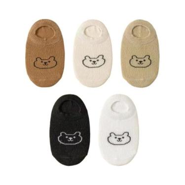 Imagem de Meias De Cano Baixo Para Bebês E Crianças, 5 Pares, Padrão De Urso De 