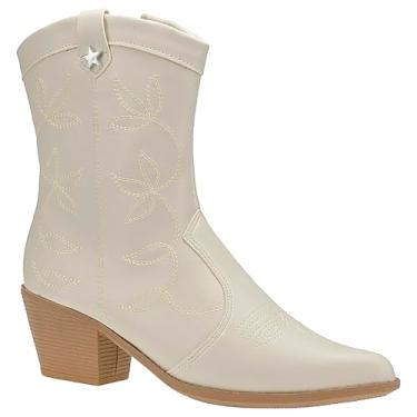 Imagem de Bota Texana Feminina Western Salto Grosso Bico Fino Lazzlu (Off white, BR, Adulto, Numérico, 36)
