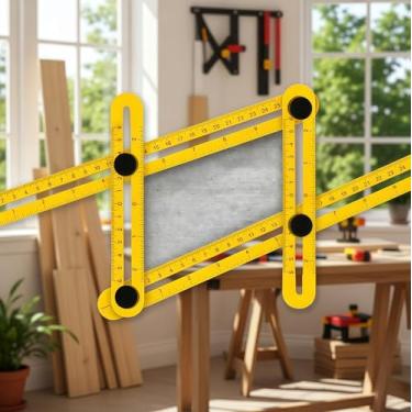 Imagem de Régua de ângulo profissional e ferramenta de modelo, localizador de ângulo de plástico ABS com escala dupla e mecanismo de bloqueio para marcenaria, corte de azulejos, pisos e layouts de construção