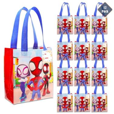 Imagem de Spider-Man Conjunto De Sacolinhas Para Lembrancinhas Do Aranha E Seus Amigos Incríveis, Pacote Com 12 Saquinhos Da Marvel 20 Cm Crianças, Sacolas Reutilizáveis A Granel, Artigos Aniversário Homem-Ar