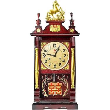 Imagem de Relógios de cornija antigos, relógio de avô com sinos, relógio de mesa digital de pêndulo de metal, casa de fazenda, relógio de lugar para sala de estar relatar decoion pontualmente||B