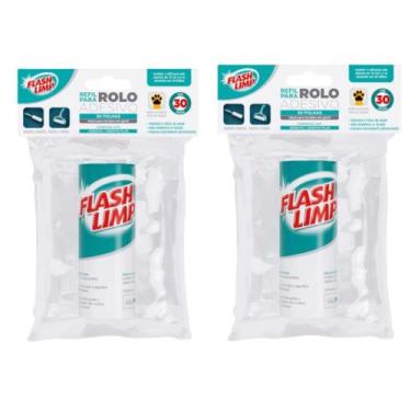 Imagem de 2 Refil Para Rolo Adesivo com 30 Folhas Flash Limp tira pelo