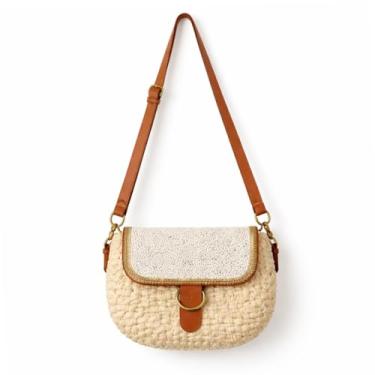 Imagem de Bolsa Feminina Efeito Ráfia, Bolsa de Palha, Bolsa de ombro feita à mão Bolsa feminina de verão praia ALWY