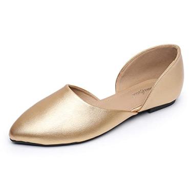 Imagem de VenusCelia Tênis feminino D'Orsay sem salto, Ouro, 41 EU