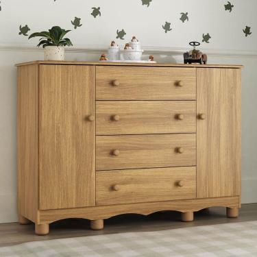 Imagem de Cômoda Infantil 125cm 2 Portas E 4 Gavetas Dengo Multimóveis Mp4440 Madeirado Madeirado