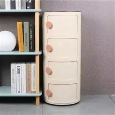 Imagem de Armário de banheiro pequeno - Mesa de cabeceira redonda moderna com gavetas deslizantes, mesa de canto versátil para sala de estar, quarto e banheiro