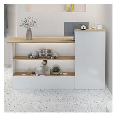 Imagem de Recepção de balcão de caixa com gavetas trancáveis, caixa em forma de L para loja de roupas, recepção da empresa, cafeteria - mesa de balcão de estações