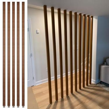 Imagem de Divisória de madeira moderna - Divisória de ripas de madeira do chão ao teto para sala de estar, escritório, restaurante e entrada - coluna de decoração oca elegante (5 peças, 125 cm)