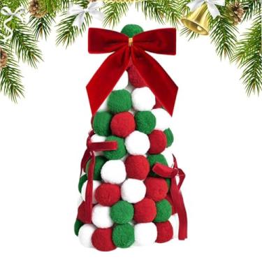 Imagem de Árvores de Natal de mesa, pequenos artigos vintage feitos à mão com laço - árvore de Natal para quarto, mesa de escritório, bancada, dormitório, cozinha, banheiro, sala de aula, jardim e janela