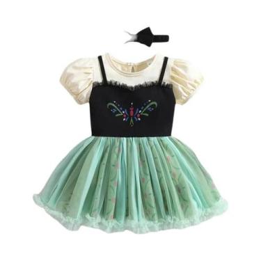 Imagem de Macacão Infantil De Princesa Para Meninas Com Faixas Para a Cabeça, Ro