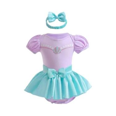 Imagem de Macacão Infantil De Princesa Para Meninas Com Faixas Para a Cabeça, Ro