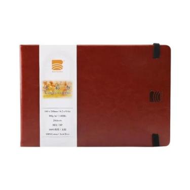 Imagem de Caderno De Viagem Baohong Para Aquarela Com 24 Folhas, Capa De Couro E