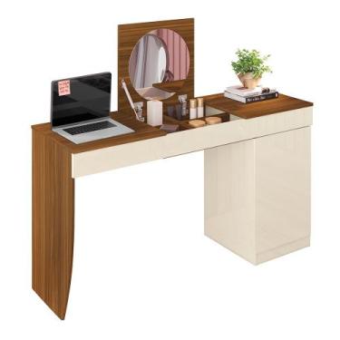 Imagem de Escrivaninha Penteadeira Eva com Nicho Organizador 136 cm Freijó e Off