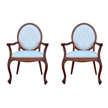 Imagem de Kit 02 Poltronas Base Madeira Maciça Adrie Sarja Gran Belo