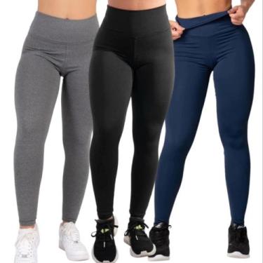 Imagem de Kit 03 Calças Legging Suplex Feminina Lisa Academia Empina Bumbum Fitn