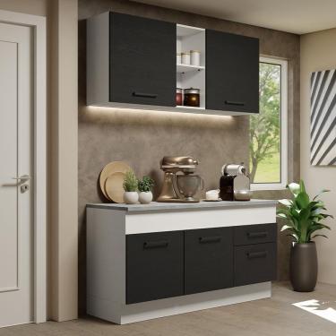 Imagem de Cozinha Compacta 150001 Com Armário E Balcão Branco/Preto