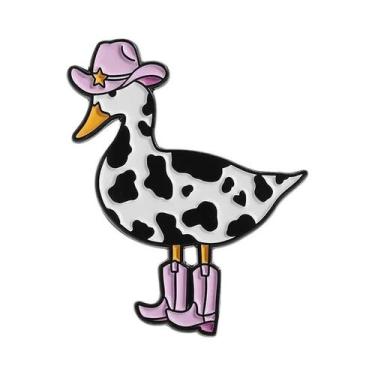 Imagem de Pin De Esmalte Rosa De Pato Cowgirl Com Botas De Cowboy Ocidentais, Br