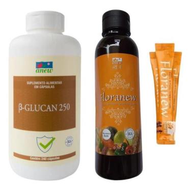 Imagem de Kit Beta Glucan Anew 240 cáps + Floranew Garrafa 630g + 5 Sachês Flora