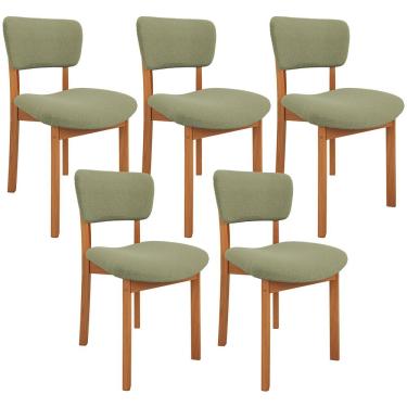 Imagem de Kit 05 Cadeiras Para Sala de Jantar Cozinha Living Estofada Dara L02 Bouclê Oliva - Lyam Decor