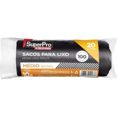 Imagem de Saco De Lixo Superpro Bettanin 20L - 40X50Cm Preto Pacote Com 100 Peca