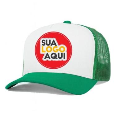 Imagem de Kit 4 Bonés Personalizados DTF Trucker Redinha Tela Aba Curva Cor:Verd