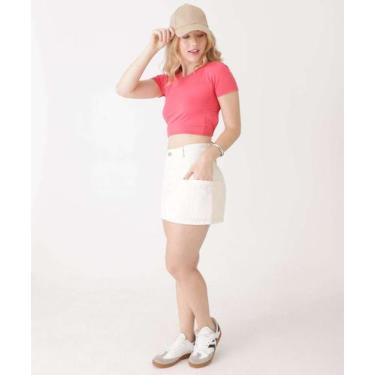 Imagem de Saia Feminina Sarja Marisa-04059, Off white, 44