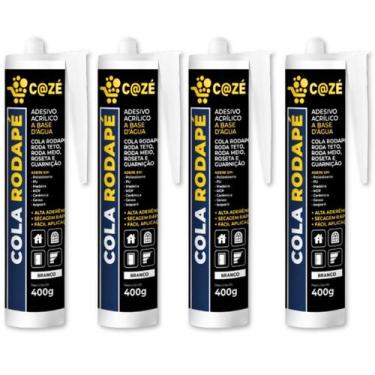 Imagem de Cola Rodapé Poliestireno Madeira Gesso Isopor Mdf Kit 4un - CAZE, Bran