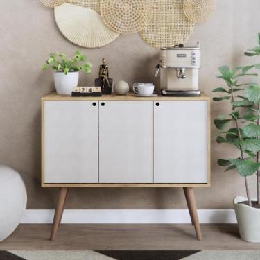 Imagem de Buffet Aparador 3 Portas Pés Retrô Cantinho do Café Multiuso Móveis Bo