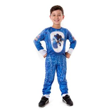 Imagem de Fantasia Sonic Longo Infantil - Fantasia Brás, GG: 8 a 9 anos