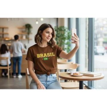 Imagem de Camiseta Feminina T Shirt Brasil Copa 2026 Jogos Malha Algodão Leve do P ao G1-Feminino
