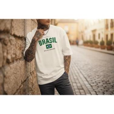 Imagem de Camiseta Masculina Casual Brasil Rio de Janeiro Estilosa em Algodão do P ao G1-Masculino