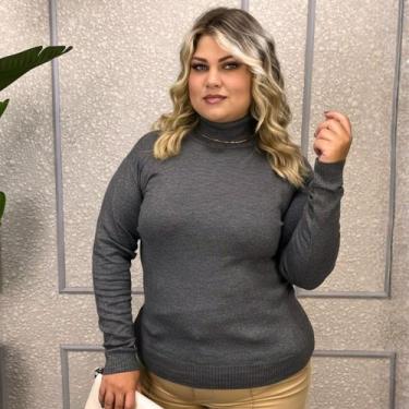 Imagem de Suéter Feminino Tricô Lã Manga Longa Cacharrel Inverno Liso - EXPOSIÇÃ