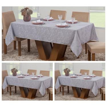 Imagem de Kit 3 Toalhas Mesa Luxo Retangular Sala Jantar 6 Lugares Jacquard - Ra
