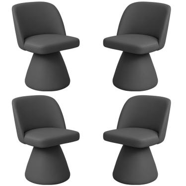 Imagem de Kit 04 Cadeiras De Jantar Base Fixa Liz Corano Cinza Escuro - Nexta Casa