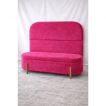 Imagem de Kit Atenas Cabeceira De Cama Box Orgânica E Recamier Calçadeira Baú Casal 140 Cm Suede Rosa Pink Eli Móveis E Decoração