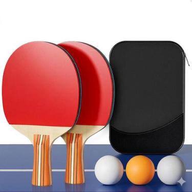 Imagem de Kit Ping Pong 2 Raquete Tênis de Mesa 3 Bolinha com Estojo Lorben GT63