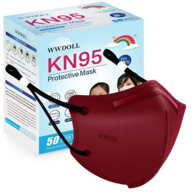 Imagem de Máscara facial WWDOLL Kids KN95, pacote com 50 camadas, respirável, ve